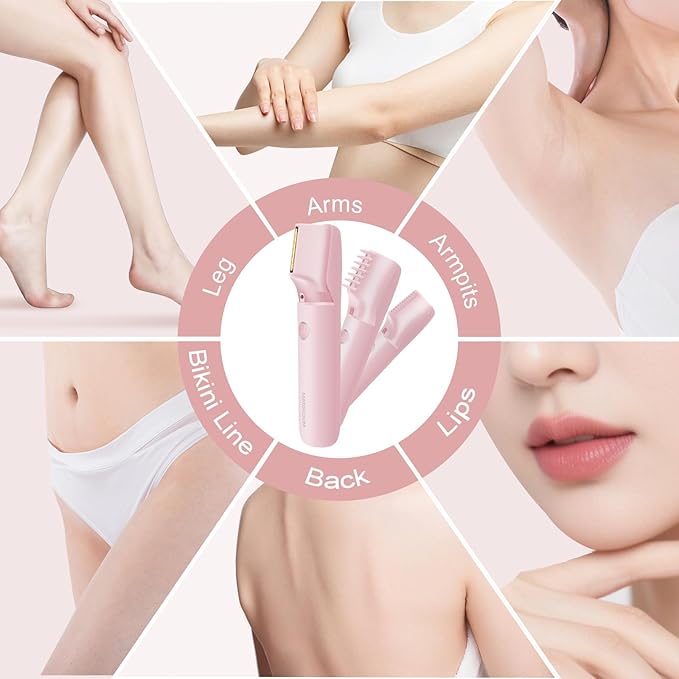 Women's Bikini Trimmer - Painless Body Shaver with Curved Single Blade, Waterproof for Sensitive Skin & Intimate Areas