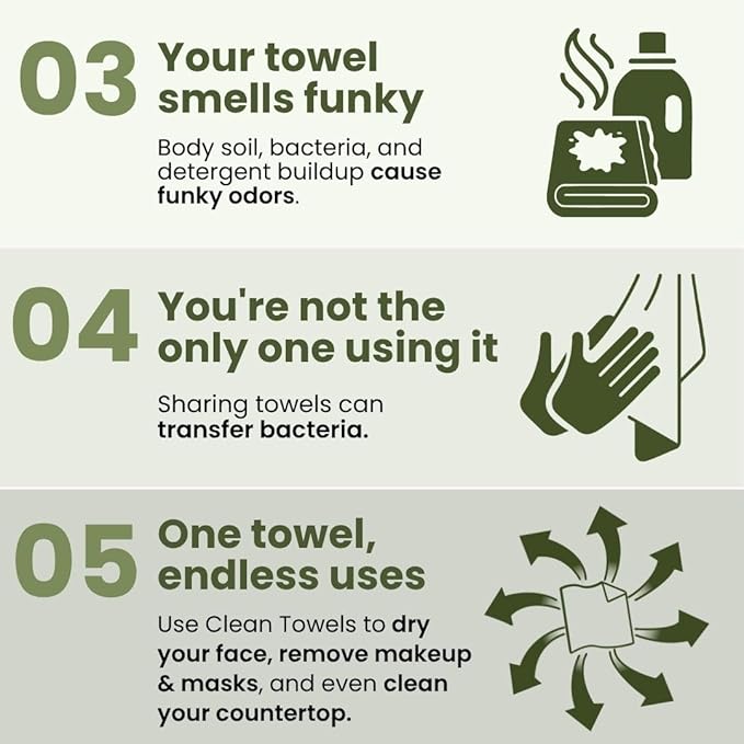 Clean Skin Club Bamboo Viscose Clean Towels® XL 100% USDA Biobased Face Towel, Disposable Face Towelette, Makeup Remover Dry Wipes, Ultra Soft, 50 Ct, 1 Pack