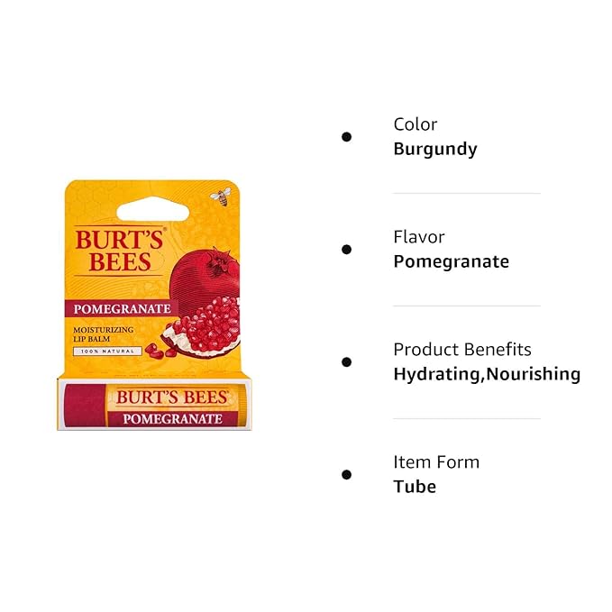 Burt's Bees Lip Balm, Pomegranate Oil, 0.15 Ounce (Pack of 12)