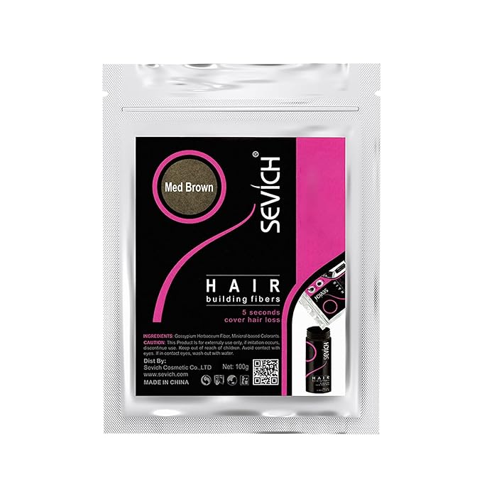 SEVICH Hair Fibers Refill 100g - Compatible with Most Brand Bottles | Hair Building Fibers for Thinning Hair | Instant Thickening Powder for Men & Women | 5-Second Natural Coverage,Medium Brown