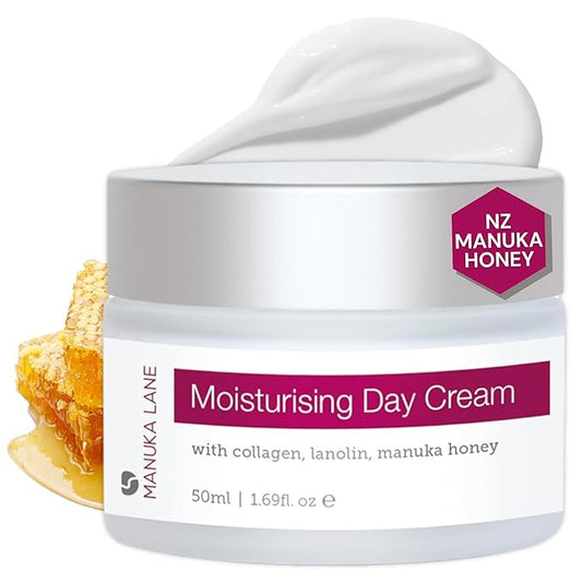 Manuka Lane Luxury Moisturizing Day Cream The Ultimate Skin Moisturizer with real New Zealand Manuka Honey, Hydrolyzed Collagen, and skin-enriching Lanolin