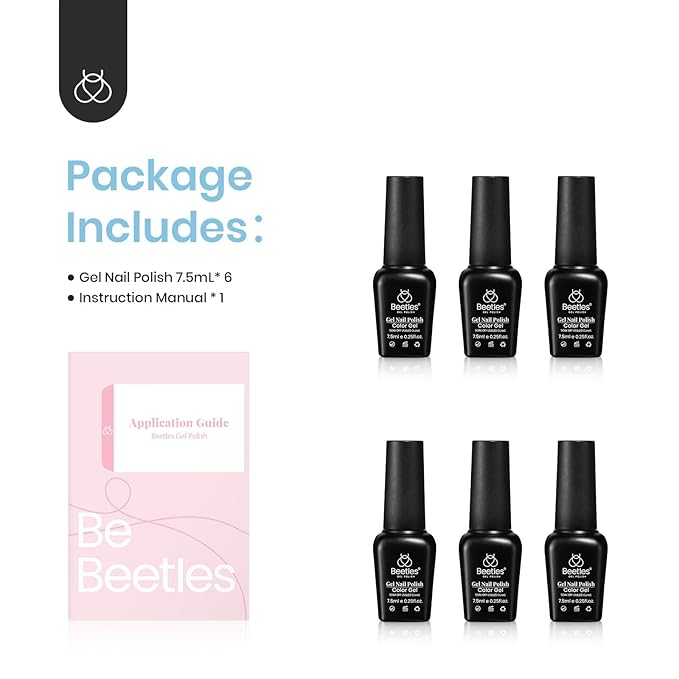 beetles Gel Polish Nail Set 6 Colors Ultimate Morandi Nude Pink White Blue Pastel Gel Nail Polish 6 Colors Daydream Verses Collection Soak Off Uv Diy Manicure Kit New Nail Trend for Women Girls