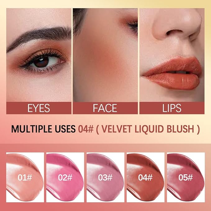 Soft Velvet Liquid Blush,Natural Cream Blush Stick for Cheeks, Dewy Cheek Tint, Long-Lasting Waterproof and Sweat proof Blush Makeup. (04 - LOVE)