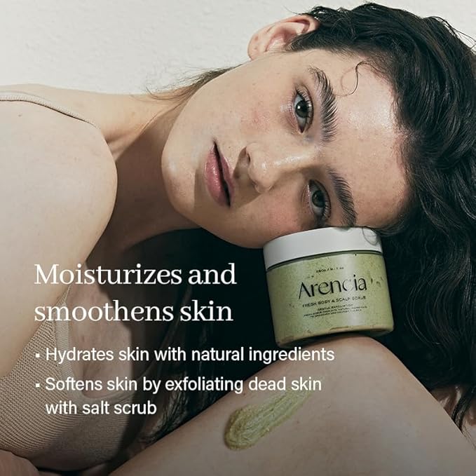 Fresh Cloud Sea Salt Body & Scalp Scrub (Green) - Exfoliant, Bump Eraser For Silky Smooth Skin, Korean Skin Care