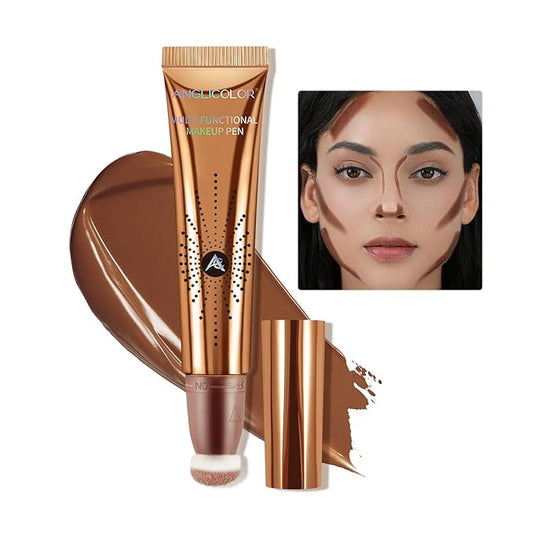 Contour Stick With Cushion Applicator,Liquid Contour Wand,Cream Contour Smooth,Bronzer Stick Lightweight Liquid Bronzer For Face (02#Fair/Medium)