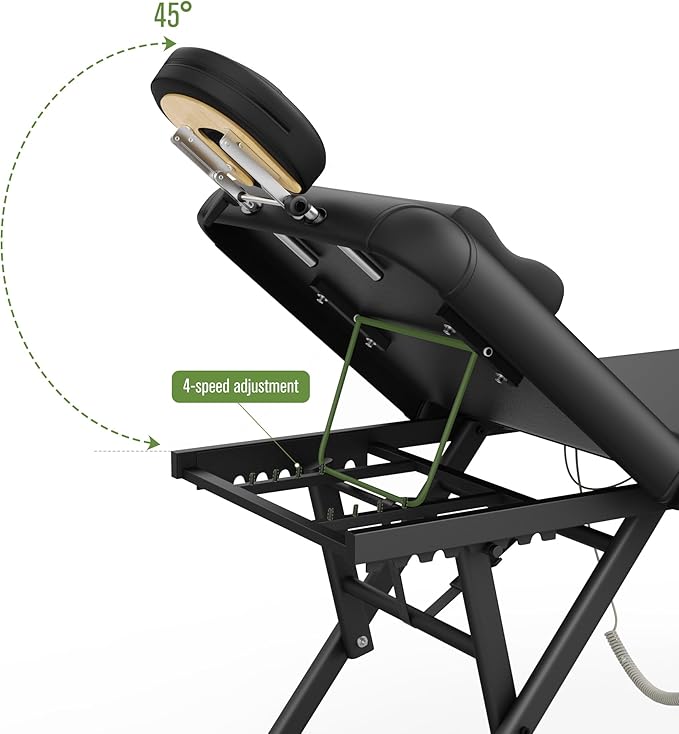 Dolonm Height Adjustable Massage Table with Face Pillow & Headrest for Treatment Table, Physical Therapy Table, Spa Facial Professional Massage Bed - Adjustable Backrest, Electric Leg Lifting, Black