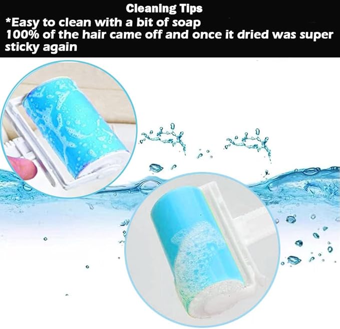 Washable Gel Lint Roller 4 Pack, Reusable Sticky Lint Roller Portable Dog Cat Pet Hair Remover Brush for Clothes, Pet Hairs, Travel Household, Carseats