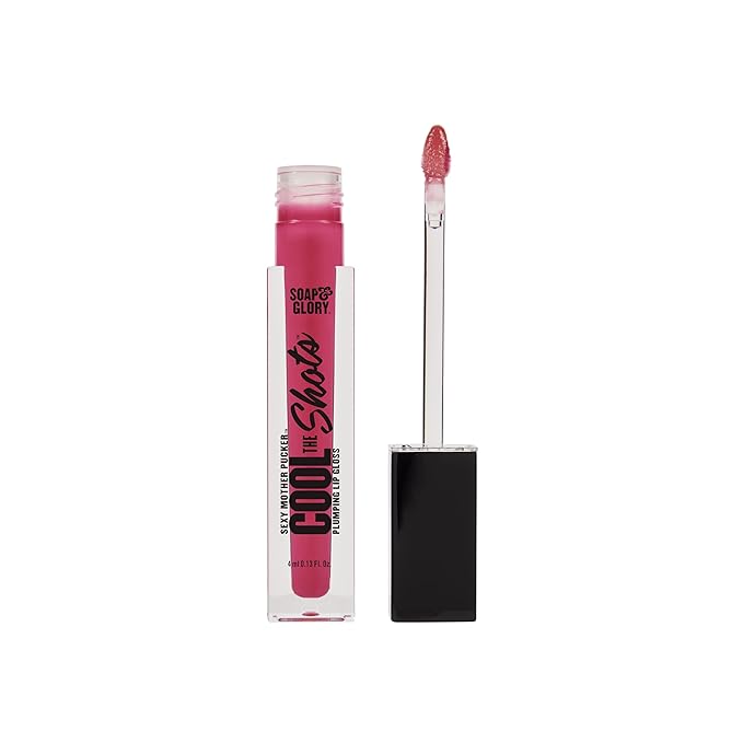 Soap & Glory SMP Cool The Shots Plumping Lip Gloss - Hydrating & Cooling Lip Plumper - Infused with Menthol & Vitamin E - High Shine, Glossy Finish - Vegan & Cruelty-Free - Pink Punch (4ml)