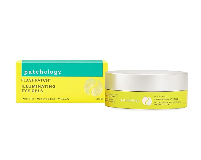 Patchology Eye Masks, Illuminating Under Eye Patches for Dark Circles (15 Pair) Brightening Eye Mask, Vitamin C Serum Eye Bags Treatment for Men and Women, Cooling Gel Pads