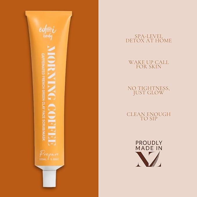 ed&i Morning Coffee 2 in 1 Face Scrub & Mask – With French Green Clay and Coffee Extract, Gentle for Skin, Facial Skin Care, Skincare Clay Mask for Pores, 3.38 oz