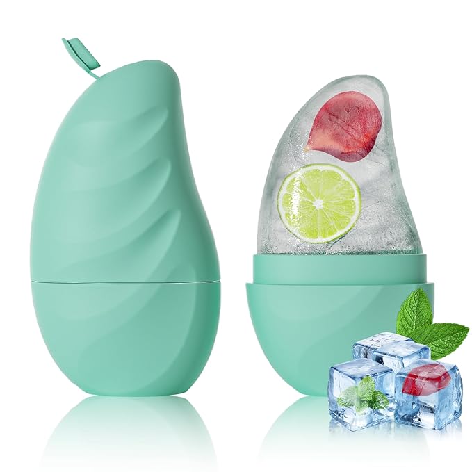 Silicone Facial Ice Cube Roller Massager, Facial Beauty Care Tool, Reusable Face Ice Mold - Brighten Skin, Reduce Puffiness for Face & Eyes (Cyan)