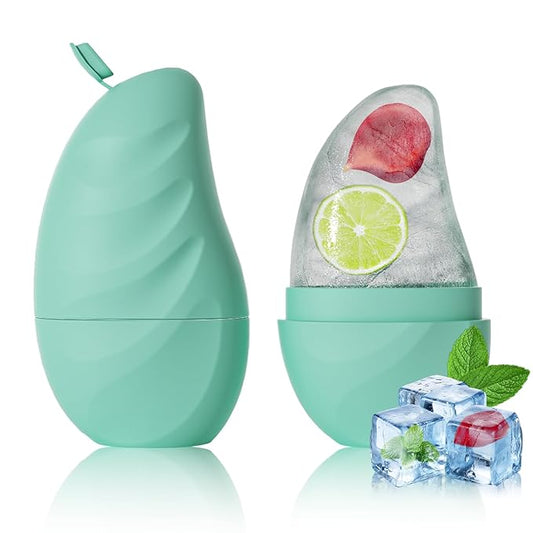 Silicone Facial Ice Cube Roller Massager, Facial Beauty Care Tool, Reusable Face Ice Mold - Brighten Skin, Reduce Puffiness for Face & Eyes (Cyan)