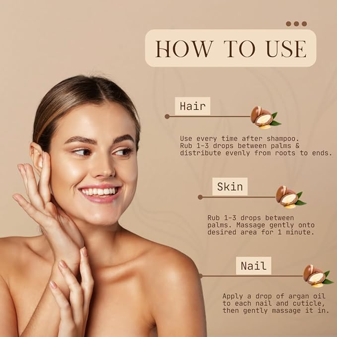 VoilaVe USDA and ECOCERT 100% Pure Organic Moroccan Argan Oil for Skin, Nails & Hair Growth, Anti-Aging Face Moisturizer, Cold Pressed, Hair Moisturizer, Rich in Vitamin E, As Seen On TV - 4 fl oz