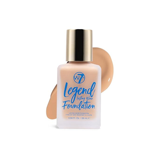 W7 Legend Foundation - Creamy Liquid Foundation for Poreless, Semi-Matte Medium Coverage - 28ml (Soft Tan)