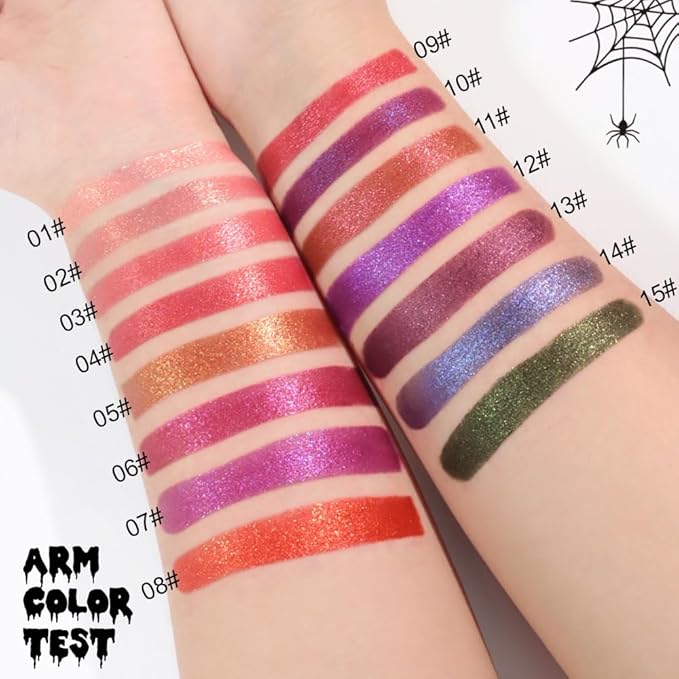 Kaely Glitter Metallic Lipstick, Shimmer Metallic Lipsticks for Women, High Pigmented Lip Color Long Lasting Waterproof Smudge Proof 24 Hour, Halloween Makeup, Vegan & Cruelty-Free, 10