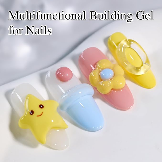 Double Rhythm 3D Clear Solid Sculpting Gel for Nail Art - Non-Sticky Hard Gel for Building, Carving, Molding Extension - Soak Off UV/LED Salon Home DIY 0.5 Oz (Clear)