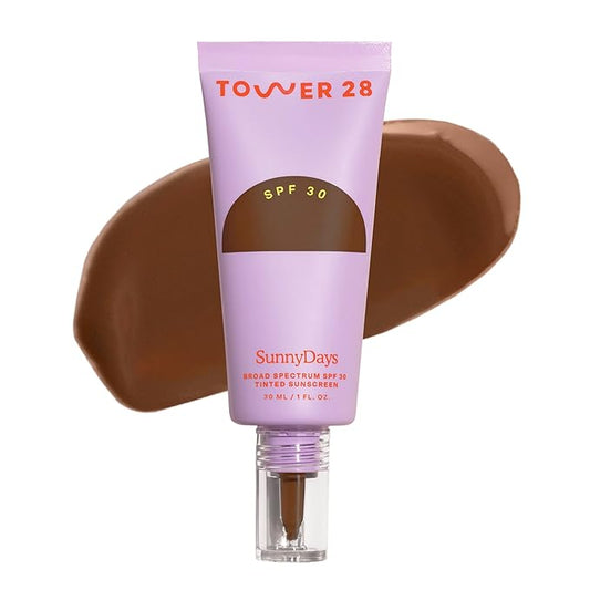 Tower 28 Beauty SunnyDays SPF 30 Tinted Mineral Sunscreen - For Sensitive Skin - 2-in-1 Facial Broad Spectrum UVA/UVB Protection + Foundation - Shade 60 THIRD ST, 1 Fl Oz