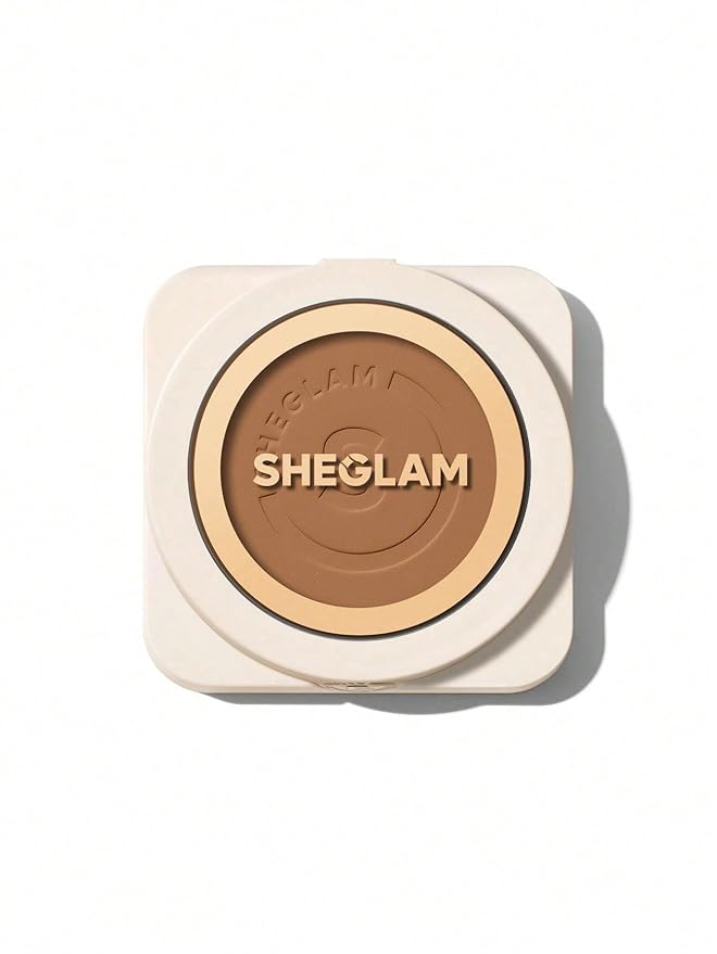 SHEGLAM SKin-Focus Full Coverage Powder Foundation Oil-Control Lightweight Face Pressed Powder Makeup-Wheat