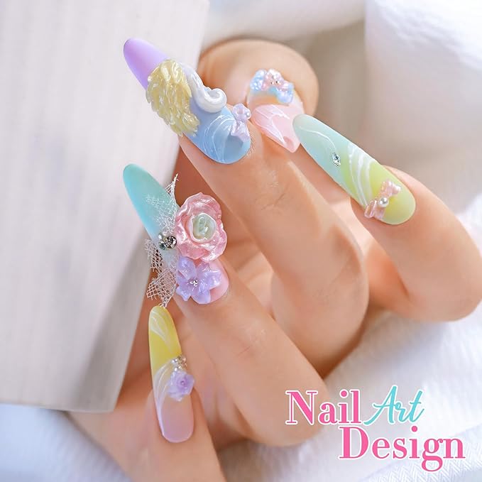 Double Rhythm 3D Nail Gel Pearl Solid Sculpting for Nail Art Non-Sticky Hard for Building Carving Molding Extension Soak Off UV/LED Nail Art Salon Home DIY 0.5 Oz (Purple-Silk 05)