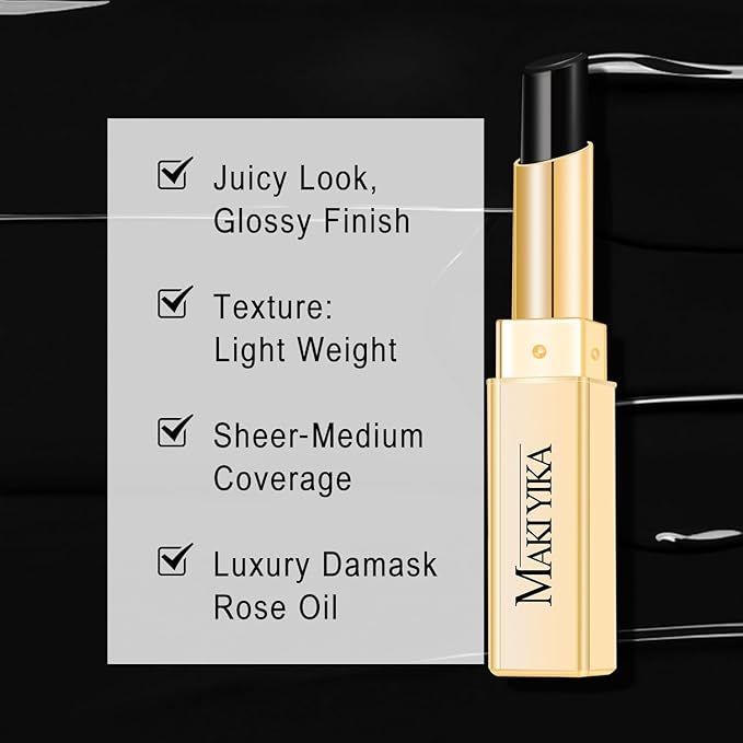 Moisture Black Lipstick for Women Hydrate Tinted Lip Balm for Dry Cracked Lips Glossy Lip Color Juicy Finish, MA069 Black Star