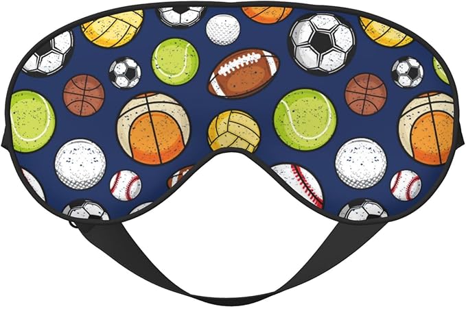 Sleep Eye Mask Retro Colorful Sport Balls Sleep Mask for Women Men Comfortable Eye Mask with Adjustable Strap Soft Eye Cover Blindfold for Travel Yoga Nap Shift Work