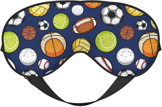 Sleep Eye Mask Retro Colorful Sport Balls Sleep Mask for Women Men Comfortable Eye Mask with Adjustable Strap Soft Eye Cover Blindfold for Travel Yoga Nap Shift Work