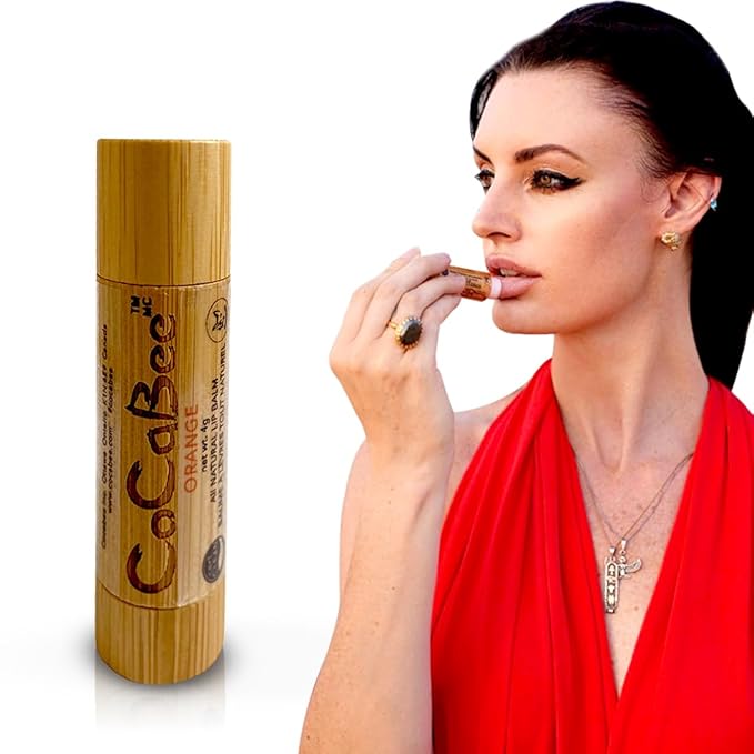Chapstick Lip Balm Lip Moisturizer For Dry & Chapped Lips 100% Organic Lip Balm For Soft And Shiny Lips Cute And Portable Lip Care Balm for Kids and Women's With Bamboo Packaging (Orange)