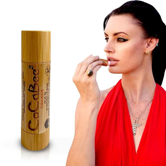 Chapstick Lip Balm Lip Moisturizer For Dry & Chapped Lips 100% Organic Lip Balm For Soft And Shiny Lips Cute And Portable Lip Care Balm for Kids and Women's With Bamboo Packaging (Orange)