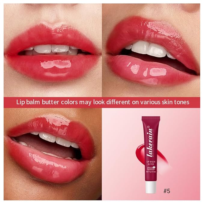 Summer Special Lip Butter Balm - Ultra-Hydrating, Nourishing Lip Care with Natural Ingredients, Shea Butter & Olive Oil, Soothes & Softens Dry Lips (#5 Cherry, 1)