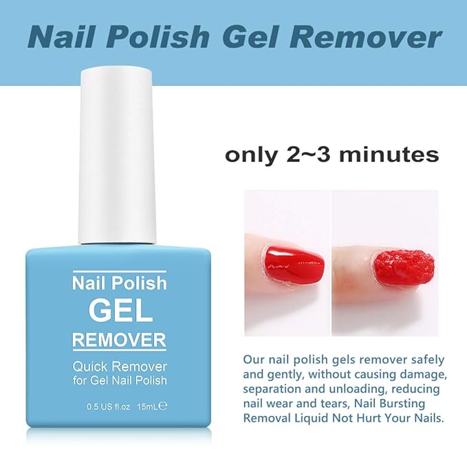 Gel Nail Polish Remover(15ml),Professional Gel Polish Remover for Nails,Quick & Easy Polish Remover In 2-5 Minutes,No Need for Foil, Soaking or Wrapping