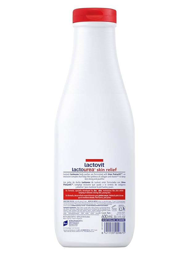 Lactovit | Lactourea Body Wash | Hydrating Shower Gel for Dry Skin | With Urea ProLactiC10 Complex, Lactic Acid & Pure Urea | Soft & Youthful Skin | Dermatologist Recommended | 600 ml