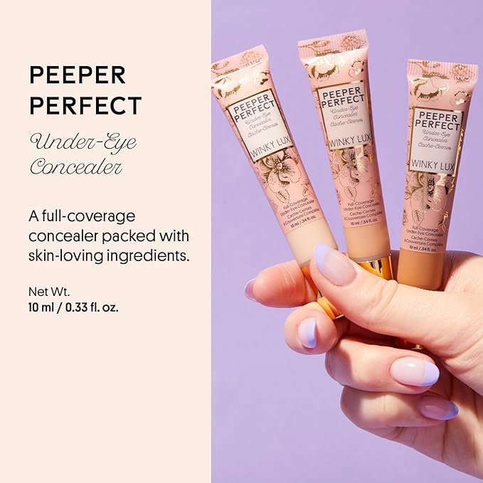 Winky Lux Peeper Perfect Under Eye Concealer, Makeup & Eye Brightener, Full Coverage Concealer for Dark Circles, Color Corrector & Eye Primer With Collagen, Hyaluronic Acid & Vitamin E (Neutral Beige)