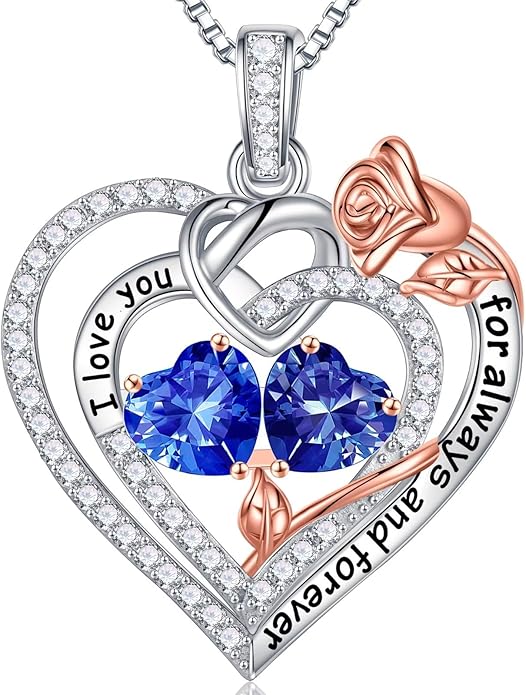 Iefil Christmas Gifts for Wife Women - 925 Sterling Silver Double Birthstone Necklace, Anniversary Birthday Gifts for Women, Jewelry Gift for Wife Girlfriend Mom Her