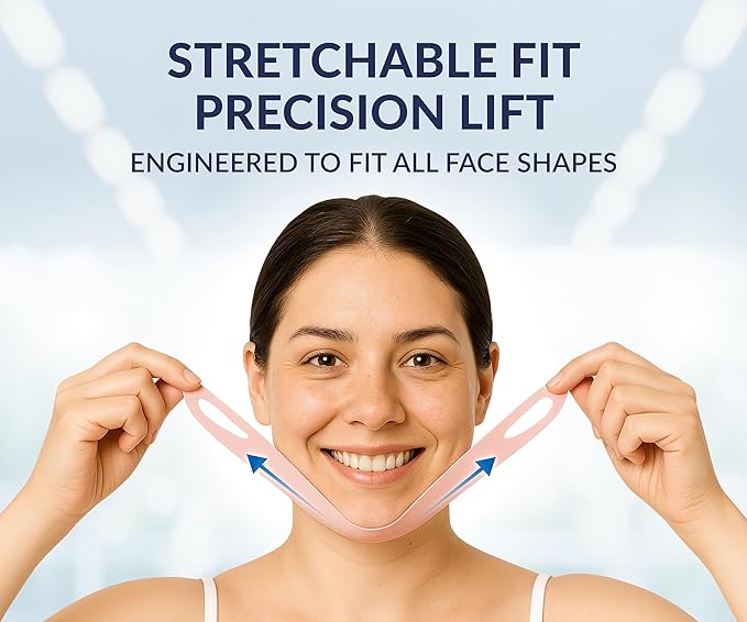 Stylia V Line Lifting Collagen Face Mask - Lift, Firm & Contour Jawline - Double Chin Strap with Hyaluronic Acid & Aloe Vera - Hydrating Neck & Face Tightening Mask - Chin Strap for Sleeping - 5PC