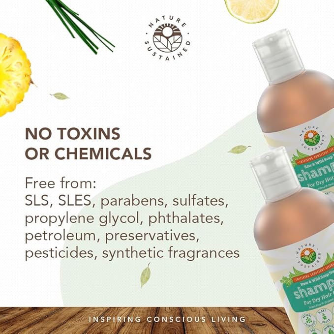 Natural Shampoo for Dry Hair & Scalp - Organic, Raw & Wildcrafted with Probiotics, Hypoallergenic & Sulfate Free Hydrating Shampoo for Dryness, Frizz, Breakage, Itchiness, Thinning - Gallon, Original