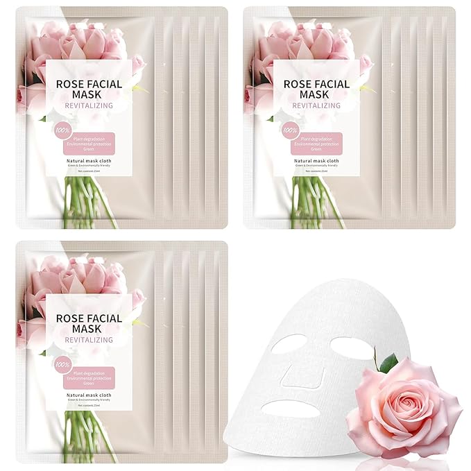 15 Sheets Face Masks Skincare, Rose Pink Hydrating Facial Masks for Women Skin Care, Deeping Moisturizing Facial Sheet Mask, Bulk Face Mask Suitable for Sensitive Skin