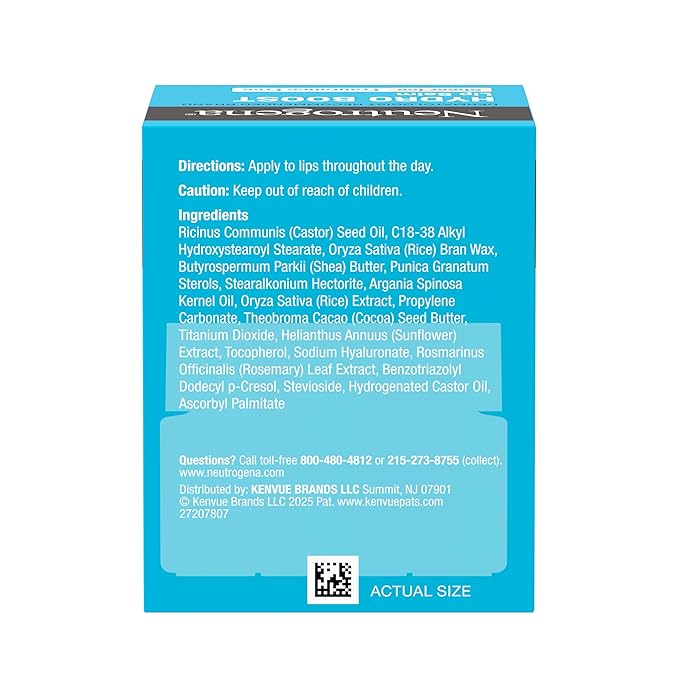 Neutrogena Hydro Boost Hyaluronic Acid, Unscented Lip Balm Leaves Lips Feeling Hydrated, Sheer Ice Nude Lip Balm with a Sweet Sugar Flavor, Fragrance Free, 0.5 oz