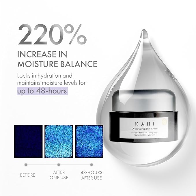KAHI CV Dewdrop Day Cream - Age-Defying Daily Face Moisturizer with Prestige Beluga Caviar Oil - Hydrating, Tightening & Smoothing Facial Lotion - Luxury Korean Skincare 1.69 fl oz