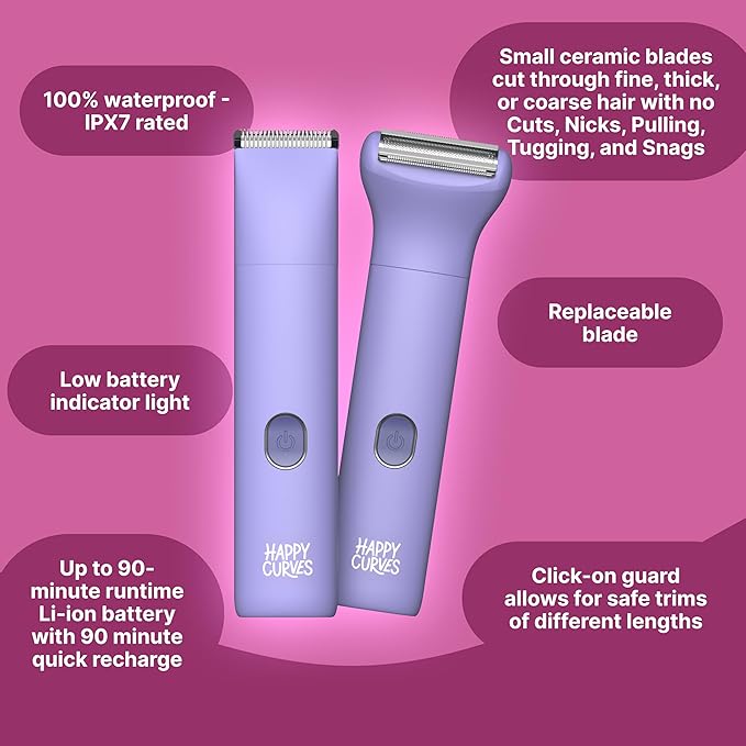 Smoothie Bikini Trimmer - Electric Razor for Women, Waterproof Hair Groomer with Adjustable Guards, Personal Shaver for Pubic Hair, Ladies Intimate Shaver and Body Trimmer (Guava)