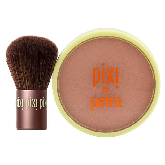 Pixi Beauty Bronzer + Kabuki | Hydrating, Silky Bronzing Powder with Included Brush | Perfectly Pigmented & Long-Wearing Bronzer | For Natural Warmth & Luminosity | Subtly Suntouched | 0.4 oz/10.2 g