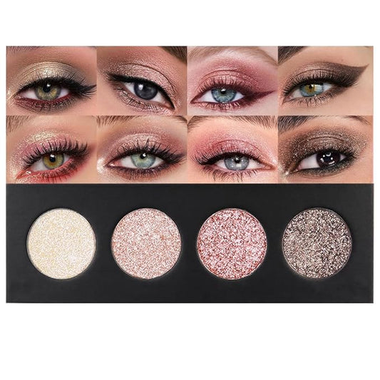 4 Colors Highlight Pink-Purple Eyeshadow Palette, SHANY Cosmetics Shimmer Eyeshadow Palette, Cruelty-Free and Vegan Formula, Glitter Shimmer Eyeshadow for Professional Makeup