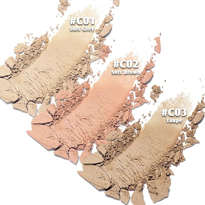Contour Palette with Brush, Cream Contour Powder Palette Bronzer Powder Matte Bronzer Palette Cool Toned Contour Kit with Mirror for Face Sculpting Contour Makeup (#C01 Soft Grey)