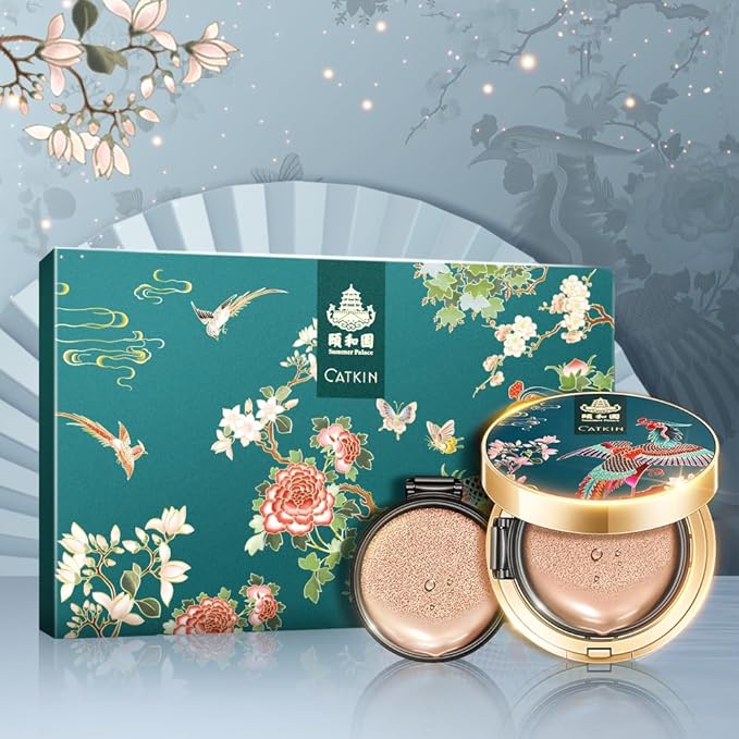 Catkin Phoenix Cushion Foundation Buildable Coverage Anti-Aging Serum Makeup, Sheer Satin Finish, Refill Included, Light Beige 0.46 Oz x 2, C03 VANILLA