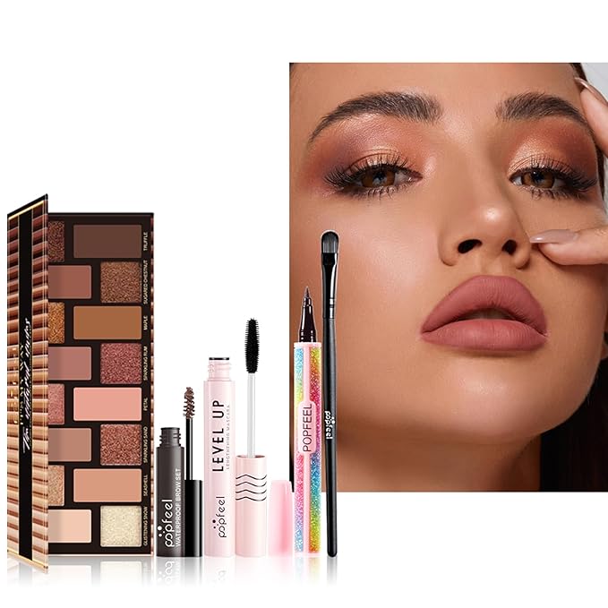 Teens Girls Makeup Kits, Multipurpose Women's Makeup Sets with Naked Eyeshadow Palette, Face Powder, Waterproof Eyeliner, Lipglolss, Makeup Sponge, Eyebrow Mascara, Cream Concealer