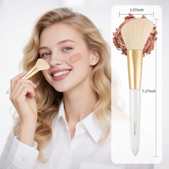DUcare Angled Blush Brush, Fluffy Blush Brush for Cheeks, Multi-Purpose Face Makeup Brushes for Cream, Liquid Or Powder, Bronzers, Vegan & Cruelty-Free