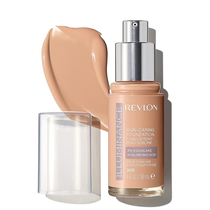 Revlon Illuminance Skin-Caring Liquid Foundation, Hyaluronic Acid, Hydrating and Nourishing Formula with Medium Coverage, 309 Toasted Beige (Pack of 1)