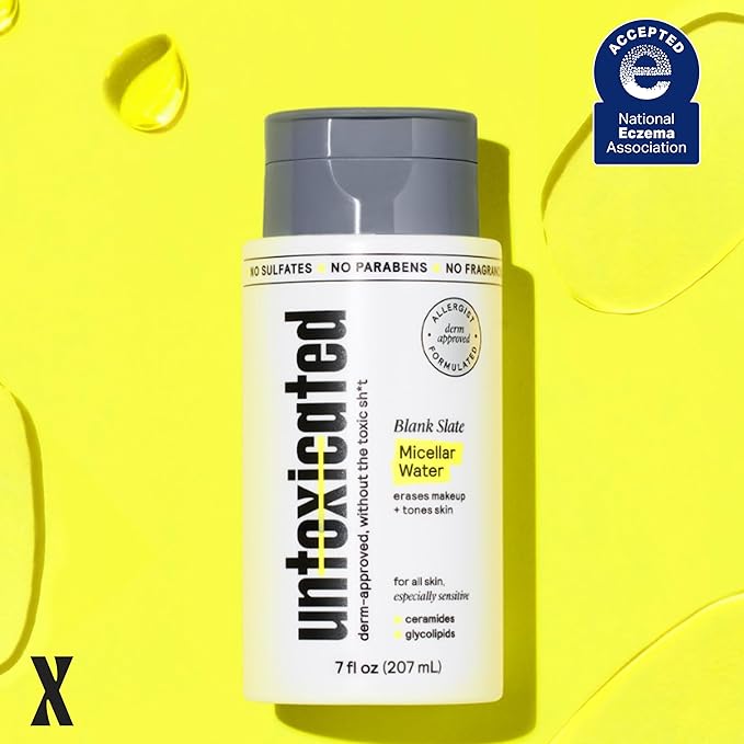 Micellar Water - Gentle Makeup Remover, No Rinse Cleanser & Toner for Sensitive Skin - No Common Irritants - Free from Alcohol, Oil, & Fragrance - 7 Ounce