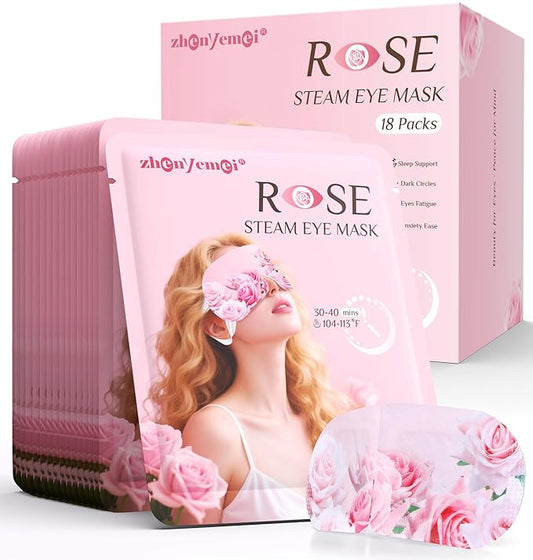 18 Packs Rose Heated Eye Mak - Heating Eye Mask Warm Compress for Dry Eyes Puffinesss Dark Circles Sleep Stye Irritation Stress Relief Self Care Wellness Spa Relaxation Gift for Women