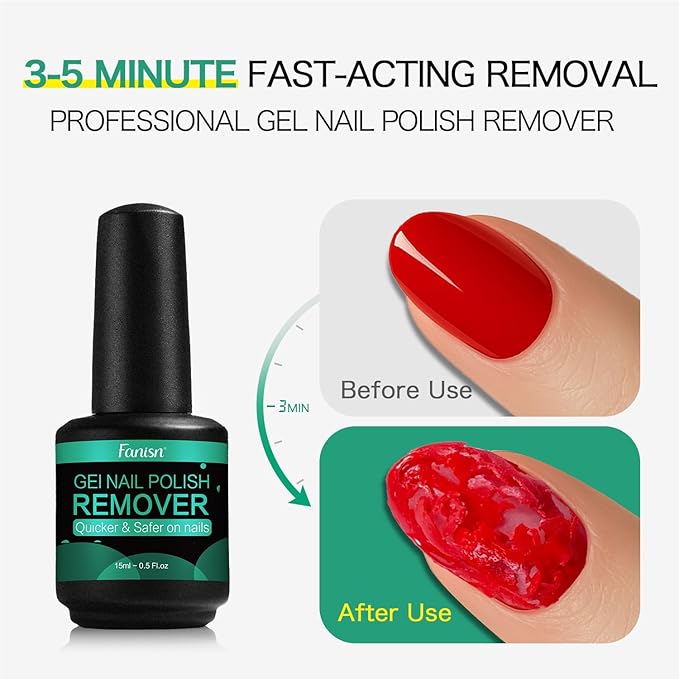 Gel Nail Polish Remover for Home Use - 3-5 Minute Quick Removal, No Soak or Foil Needed, Safe Non-Damaging Formula for Natural Nails, Professional Gel Polish Remover for Nails
