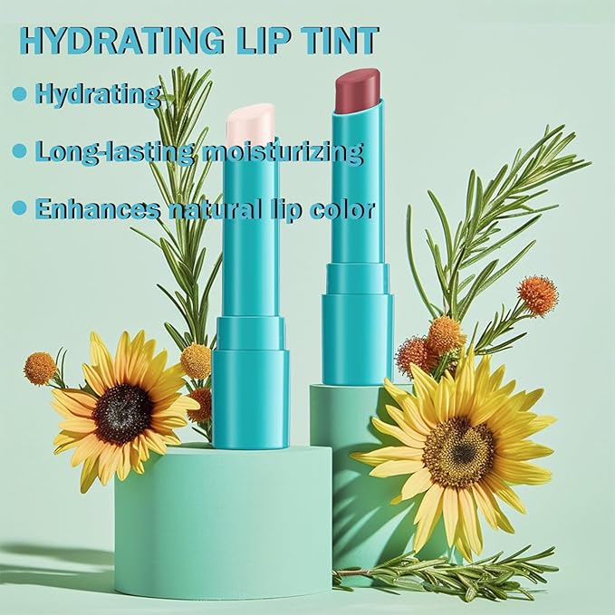 Lip Tint Hydrating, Moisturizing Lip Oil Balm, Long Lasting Waterproof Lip Gloss Non-Stick Cup Lipstick Set, Natural Ingredients Strong Moisturizing Lipstick (Muted Rose)